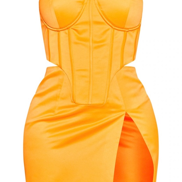 Sexy mini dress, bright orange color - Picture 5 of 7